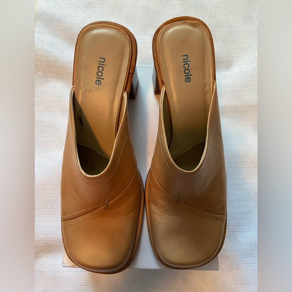 Nicole Women's Brown Leather Mules